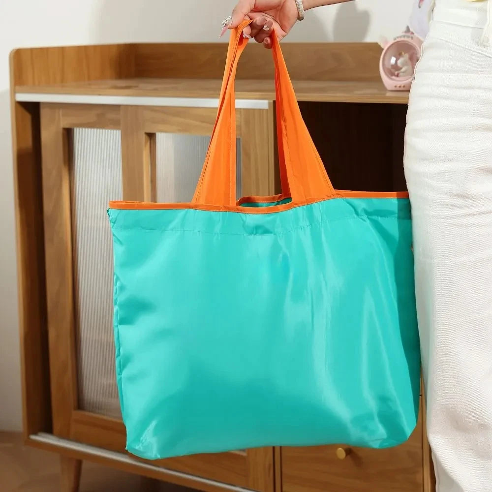 Portable Shopping Bags for Supermarket Waterproof Folding Bag Shopper Large Capacity Female Fashion Shoulder bag Casual Tote Pou