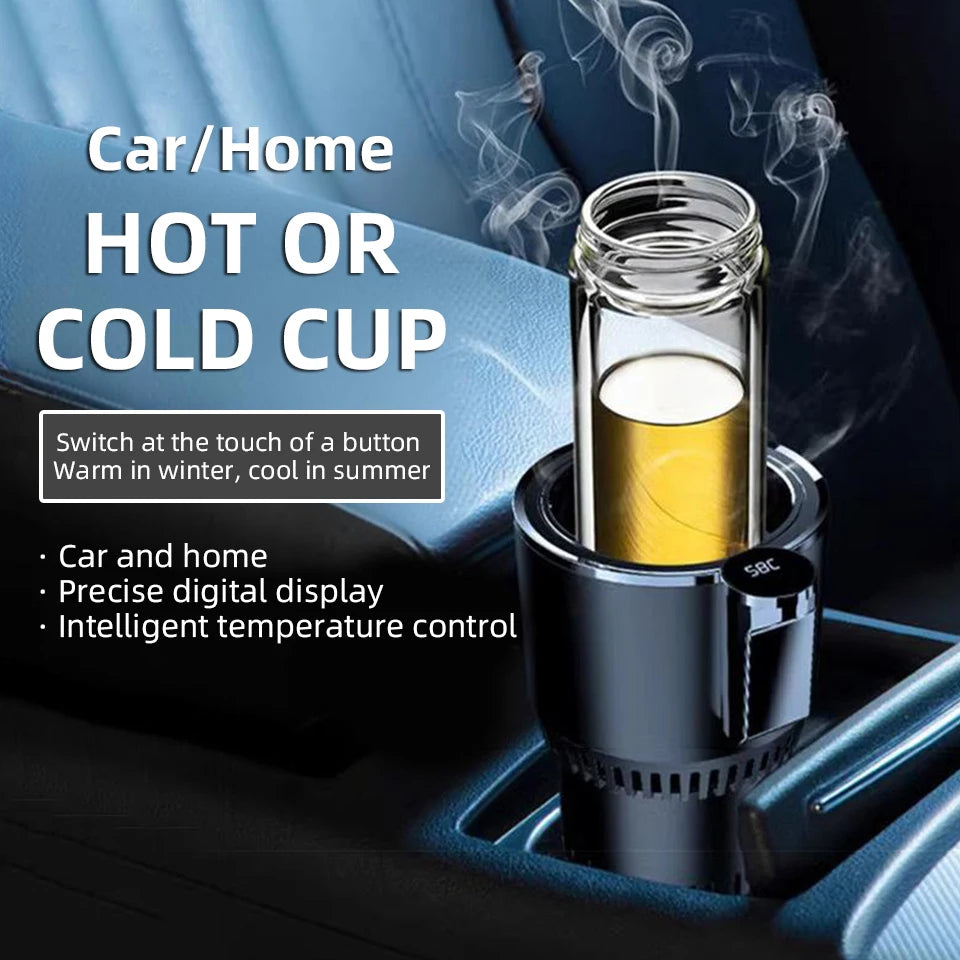 Car Hot and Cold Cup Fast Cooling Heating Cup 2 in 1 Four Seasons Universal Smart Car Cooling Cup Optional Home Adapter