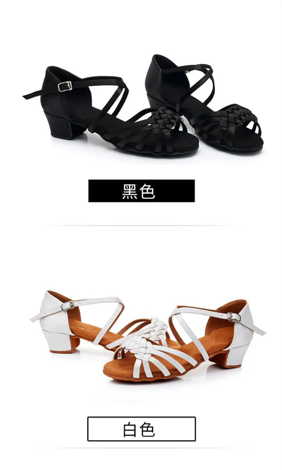 Kids Dance Shoes Girls Sandals Children Ballroom Tango Salsa Latin Dance Low Heel Shoes for Girls Children