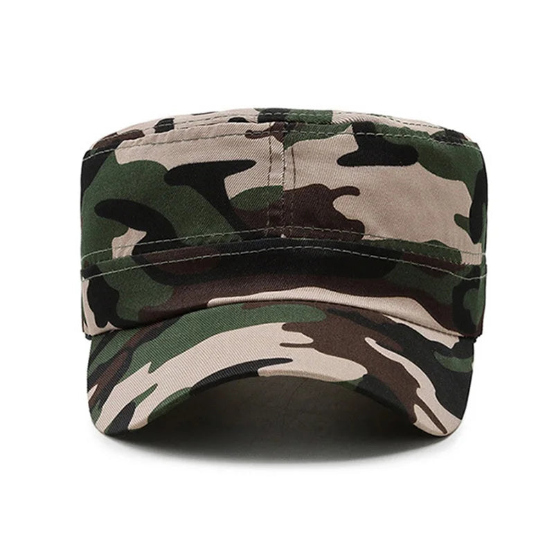 Camouflage Flat Cap Snapback Hat Adjustable Classic Fashion Soldier Sunshade Sun Hats Summer Hunting Hiking Outdoor Sun Caps