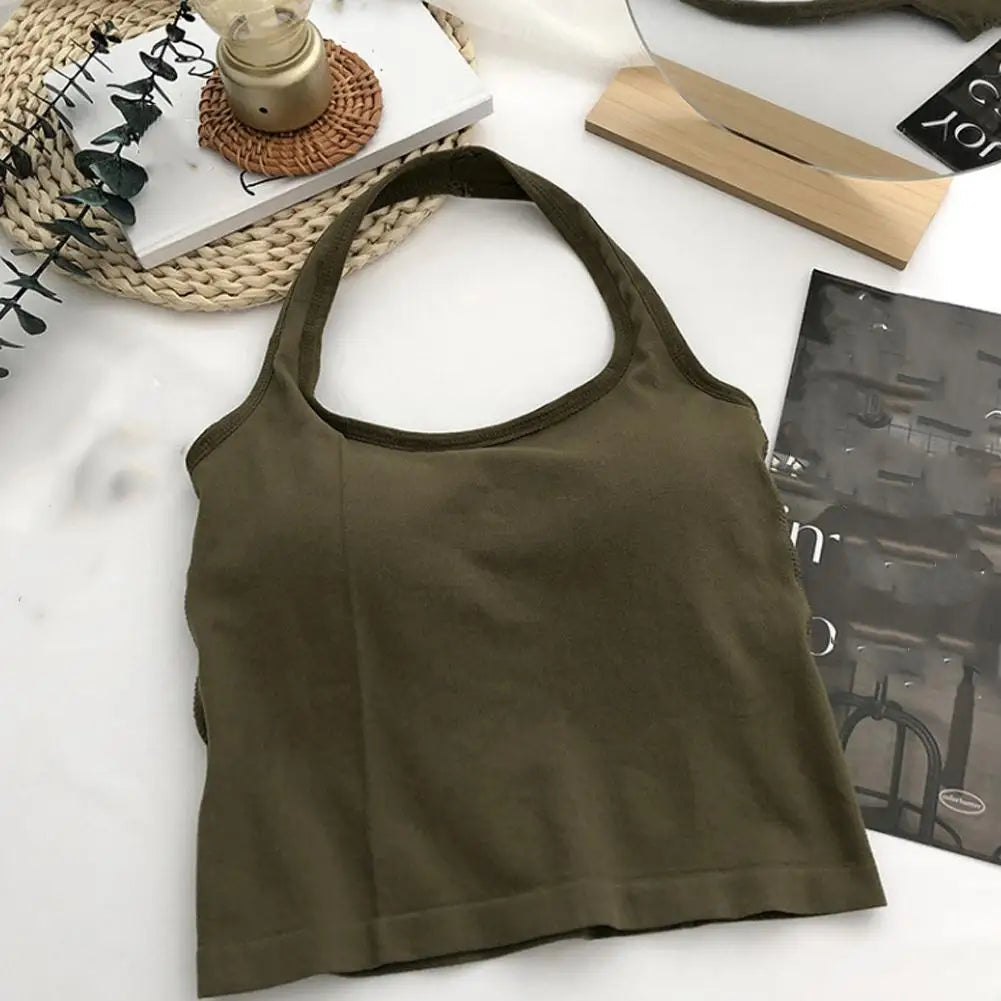 Halter Top Gym Vest Woman Backless Tank Tops Push Up Sport Bras Running Vest Workout Tops Activewear Yoga Clothing