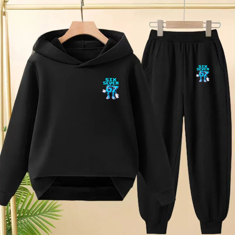 Children Coat 2 Piece 3-12 Age Boy Girl 67  Comfort Leisure Hoodie+Trousers Pullover Hooded Autumn Winter New Style Sportswear