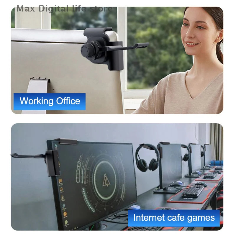 Computer Monitor Earphone Holder Clip PC Screen Headset Headphone Stand Bracket Desktop Organizer Laptop 360 Degree Rotation
