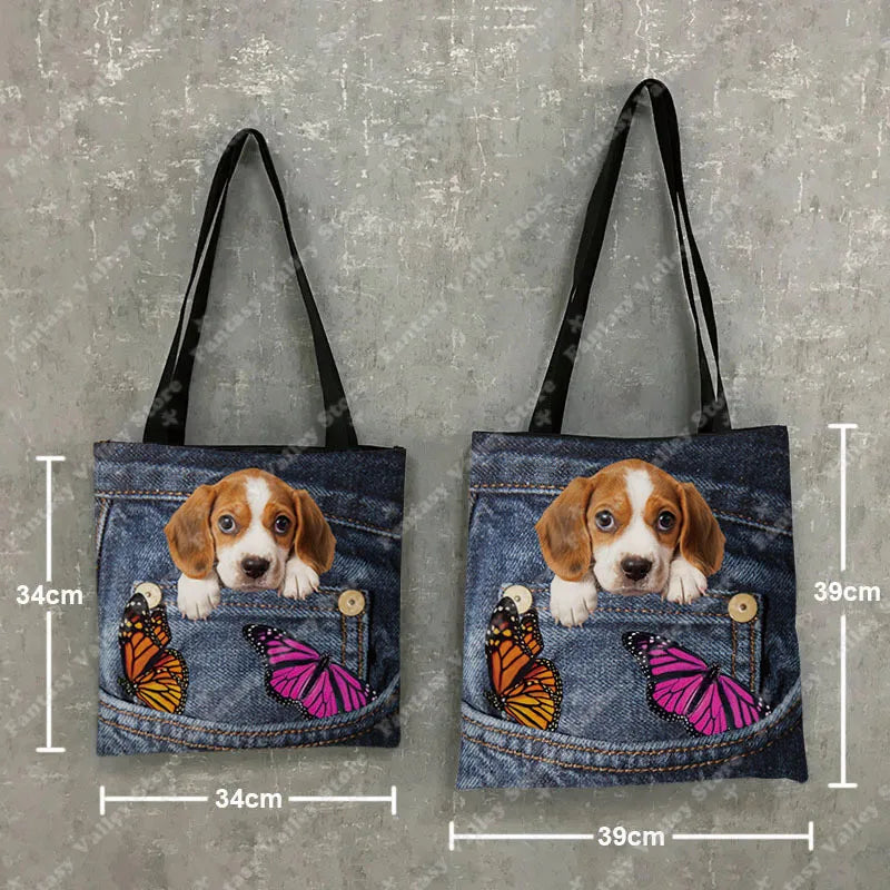 Funny Pocket Dog Shopping Bags Pet Bulldog Dachshund Beagle Schnauzer Dogs Tote Bag Large Capacity Storage Bag Women Handbag