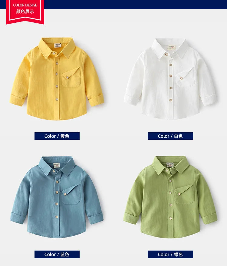 Children's Outerwear Shirt Spring and Autumn Fashion Long-sleeved Shirt Soft Casual Long-sleeved Thin Shirt