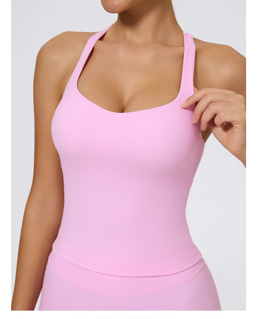 Hearuisavy Woman's Push Up Sports Vest I-Back Strap Design Gym Sportswear Breathable Quick Dry Fitness Top Running Yoga Tank Top