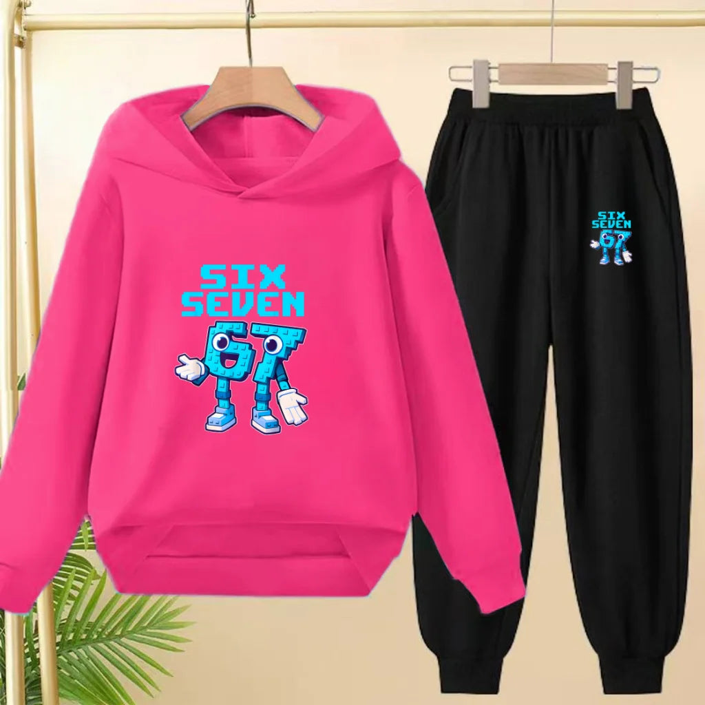 Children Coat 2 Piece 3-12 Age Boy Girl 67  Comfort Leisure Hoodie+Trousers Pullover Hooded Autumn Winter New Style Sportswear