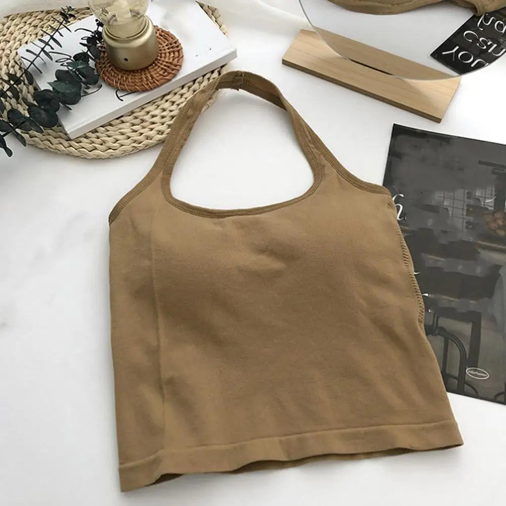 Halter Top Gym Vest Woman Backless Tank Tops Push Up Sport Bras Running Vest Workout Tops Activewear Yoga Clothing