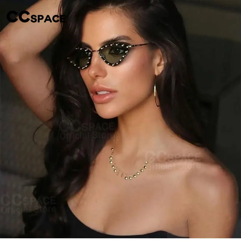 55554 Luxury Rimless Sunglasses Women Diamond  Triangular Sun Glasses Brand Designer Shades Uv400 Fashion Eyewear