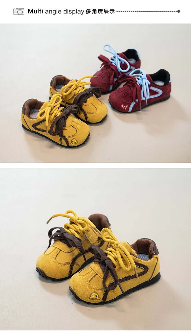 2026 Korean Fashion Spring New Children's Sports Shoes Baby Boys Comfortable Soft Flat Shoes Girls Outdoor Campus Sports Shoes