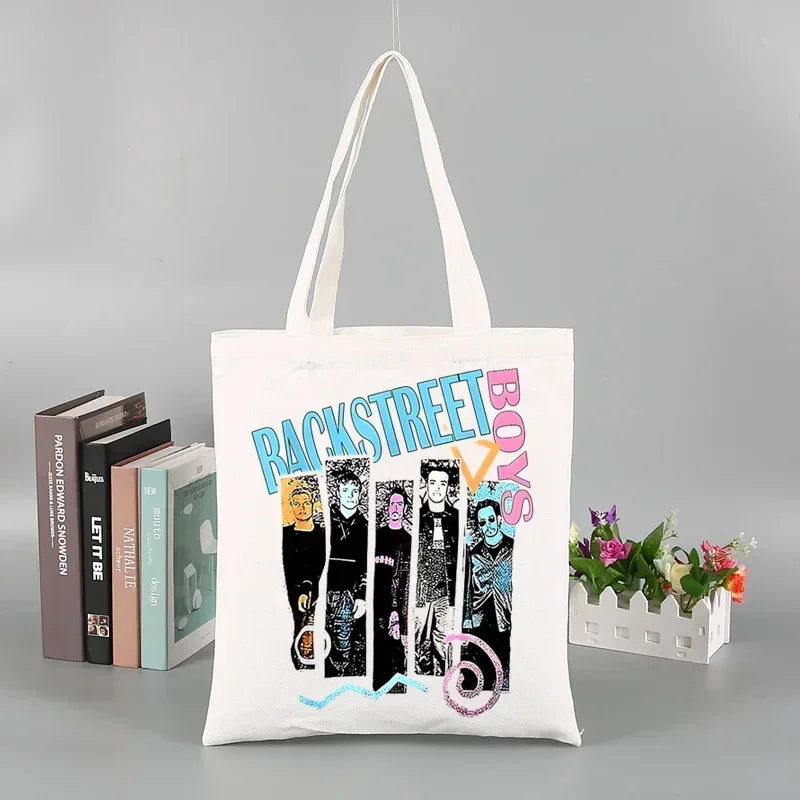 Backstreet Boys World BSB Music Band Ulzzang Shopping Bag Grocery Handbag Bolsas De Tela Tote Bolsa Shopping Bag Tote Fabric