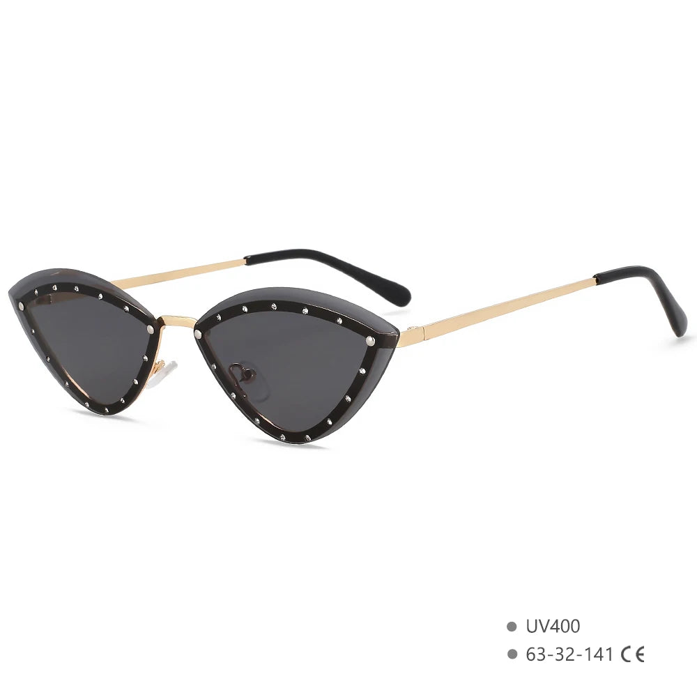 55554 Luxury Rimless Sunglasses Women Diamond  Triangular Sun Glasses Brand Designer Shades Uv400 Fashion Eyewear