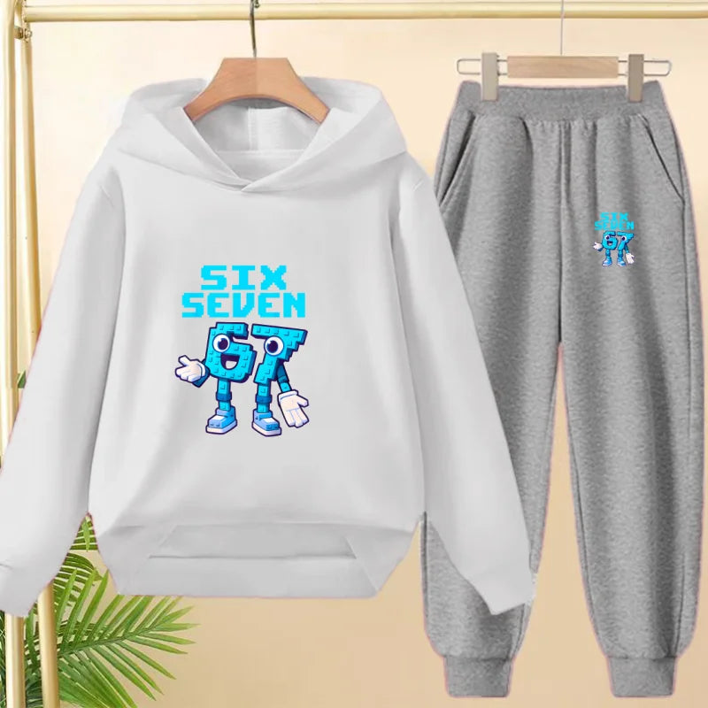 Children Coat 2 Piece 3-12 Age Boy Girl 67  Comfort Leisure Hoodie+Trousers Pullover Hooded Autumn Winter New Style Sportswear
