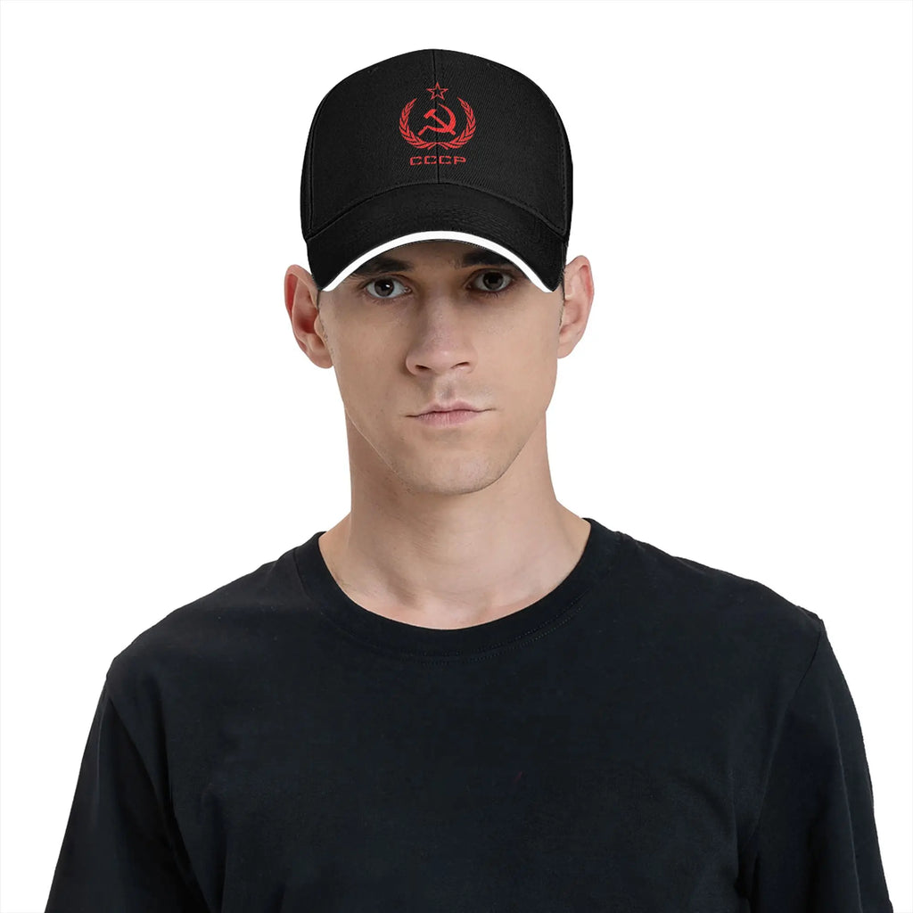 Russian USSR Soviet Union Hammer and Sickle CCCP Communist Baseball Cap Men Trucker Hat Summer Sunscreen Snapback Cap