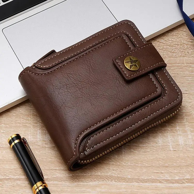 Retro Horizontal Wallet – Large Capacity with 7 Card Slots, Zipper Coin Pocket & ID Window, Driver’s License Holder