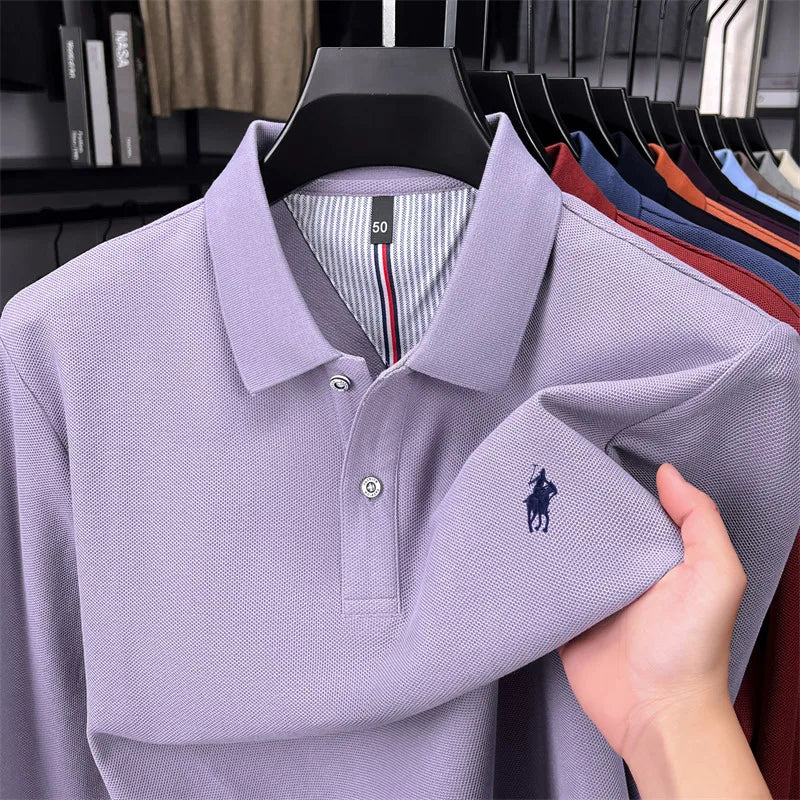 100 cotton high-end brand long sleeve polo