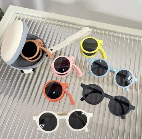 Foldable Kids Sunglasses Girls Boys Cute Round Sun Glasses Children Street Beat Eyeglasses Baby Shades Eyewears UV Protection