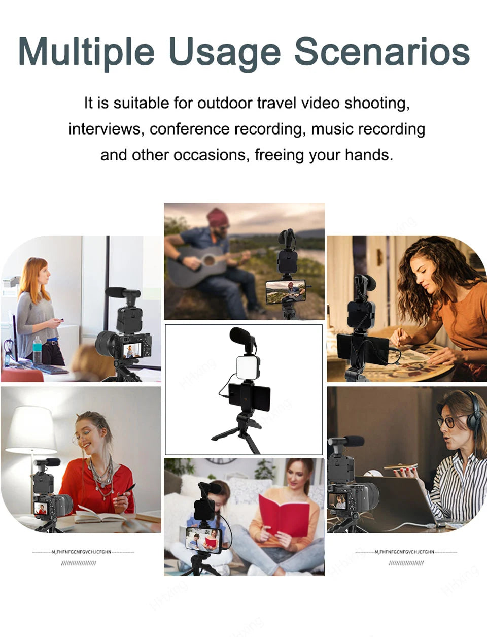 Phone Holder Photography Lighting Smartphone Video Kit Microphone LED Selfie Tripod Recording Handle Portable Stabilizer Bracket