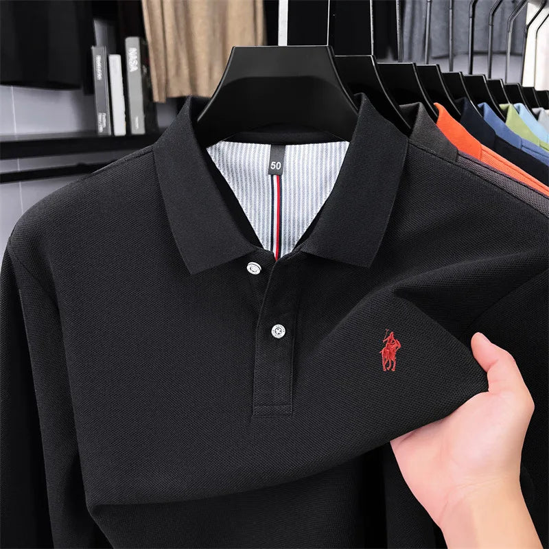 100 cotton high-end brand long sleeve polo