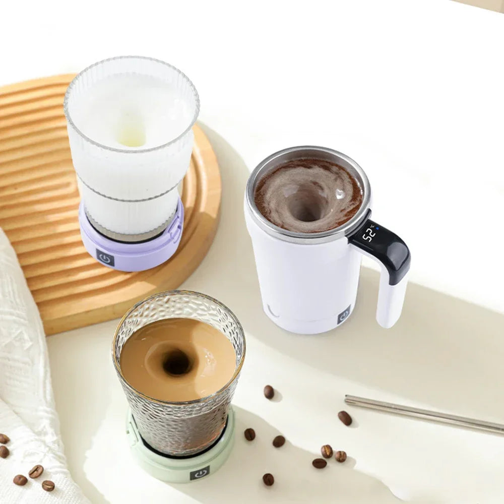 USB Automatic Detachable Mixing Coffee Cup Intelligent Temperature Measuring Rechargeable Mug Warm Coaster Magnetic Stirring Cup