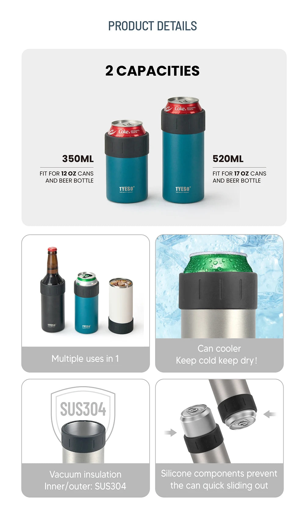 New 2026 Large Capacity Summer Insulated Stainless Steel 304 Cold Drink Cup Outdoor Car Beverage Holder Coca-Cola Cooler Cup