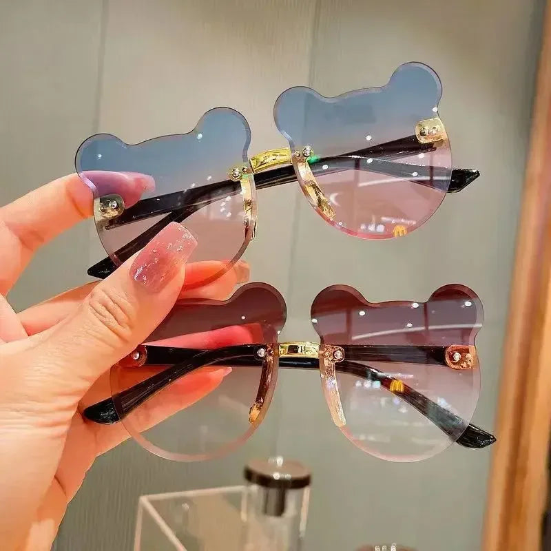 Kids Sun Sunglasses Bear Shape Cartoon Children Glasses Rimless UV400 Child Eyeglasses Outdoor Anti-Glare Girls Boys Sunglasses