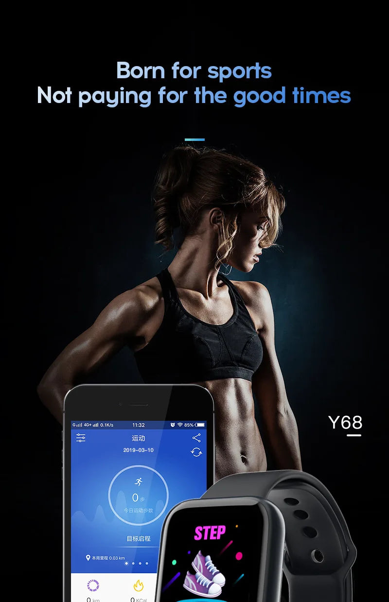 Smart Watch Y68 Men Women Wristwatches D20 Smartwatch Electronic Clock Fitness Monitor Birthday Gift For Xiaomi Huawei Bracelet