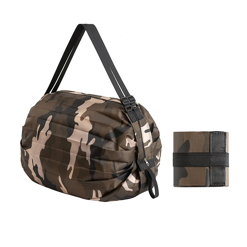New Foldable Shopping Bag Space Save Reusable Supermarket Grocery Shopping Bag Travel Beach Fitness Sports Bag One-Shoulder