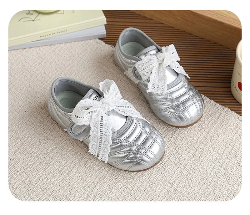 26-30 Size New Summer Kids Leather Shoes Korean Cute Lace Children Soft Soled Shoes Solid Color Thin Girls Nude Shoes