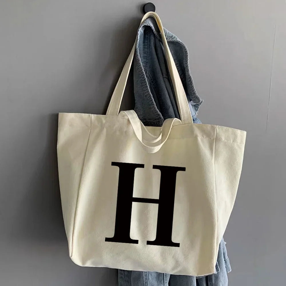 Canvas Shopping Bags Large Capacity Conventional Tote Bag Eco Two Straps Organizer Fashion Letter Printed Women Shoulder Handbag
