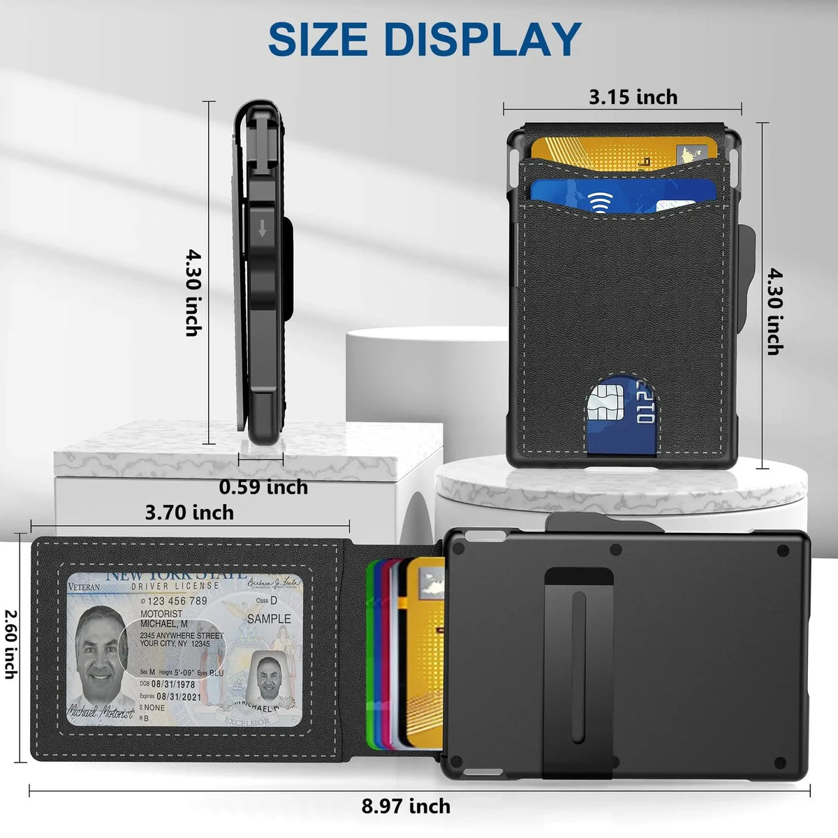 Men's  Leather Wallet - RFID Anti-Theft Slim ID Credit Card Holder, Fashion Durable Money Bag Case