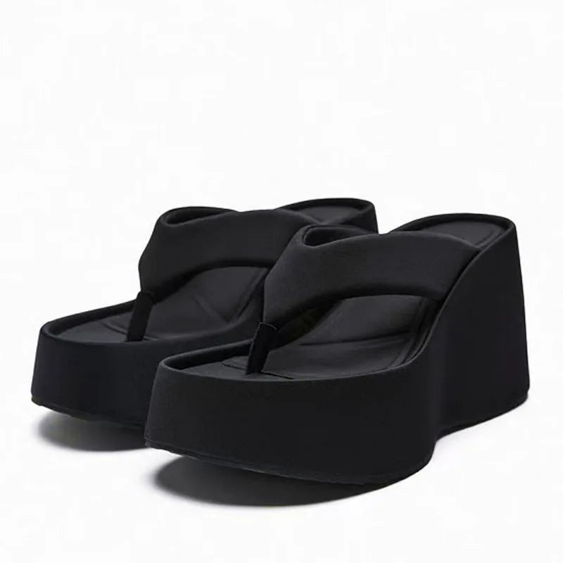 Summer Platform Women Slippers Female Outdoor Clip Toe Slip on Shoes Ladies Wedges Party Slides High Heels Sandalias Mujer