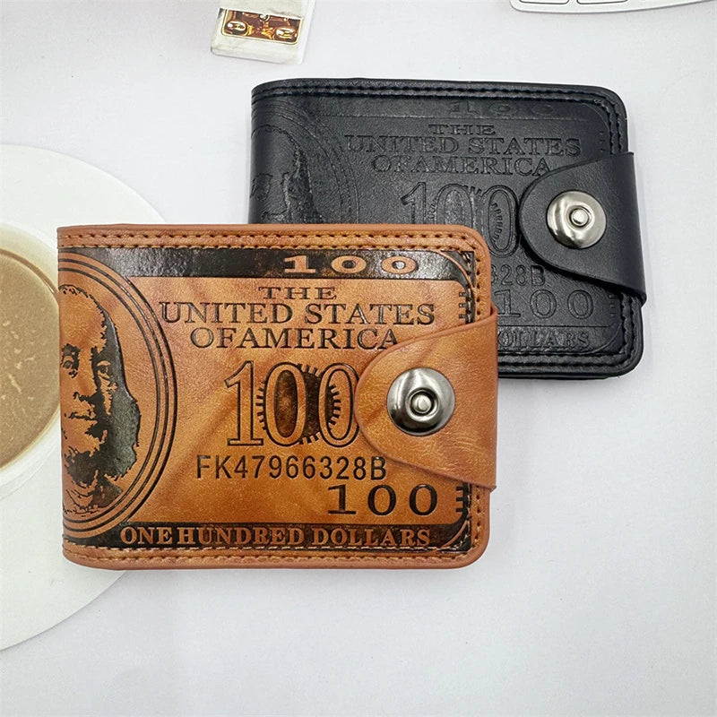1Pcs Men's Business Wallet Men's Wallets With 100 US Dollar PatternWallet Male Leather Walet Mountaineering Bag Christmas Gifts