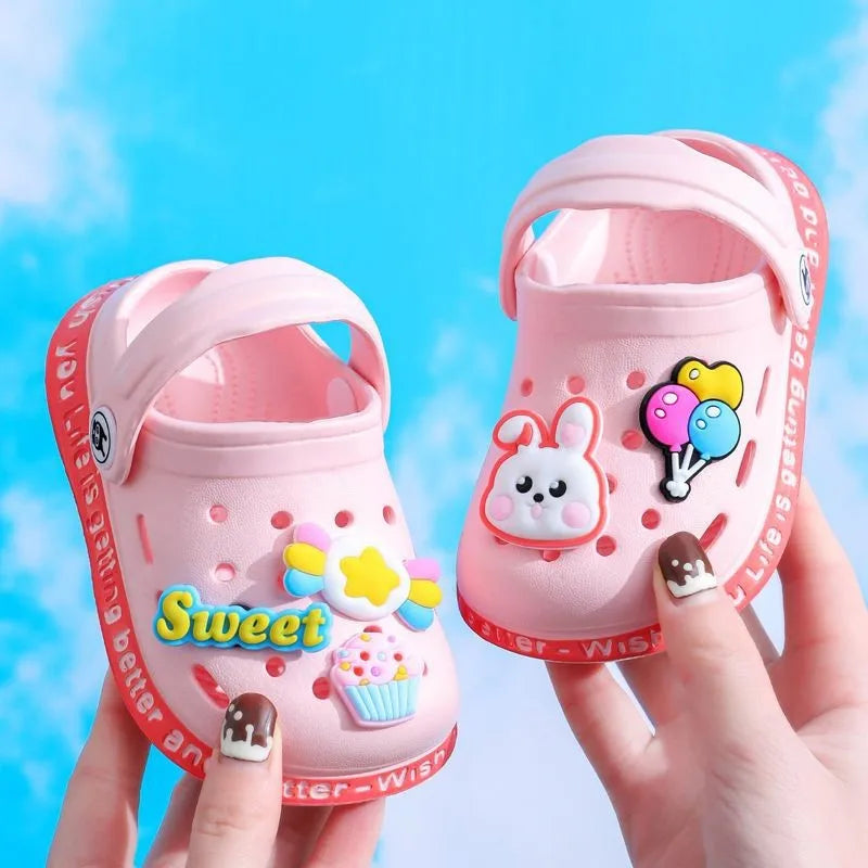 Kid Garden Shoes Sandals Summer Boys Girls Baby Baotou Sandal Infantil Soft Plastic Cute Cartoon Antiskid Casual Bathe Slippers