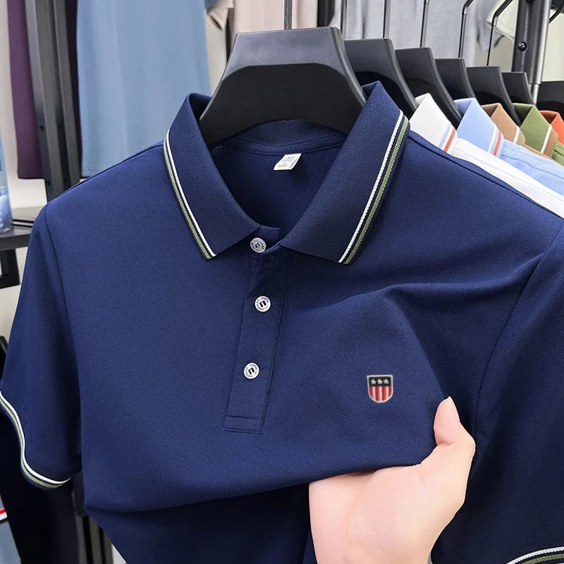 Luxury Men's Classic Brand Embroidered Best-Selling Striped Polo Shirt Summer New Comfortable Best-Selling Breathable Short Top