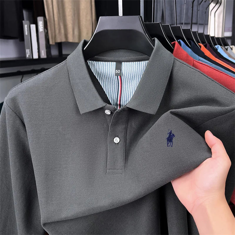 100 cotton high-end brand long sleeve polo
