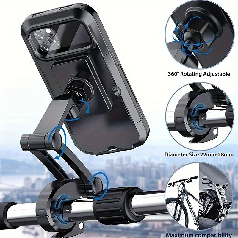 Popular Motorcycle Bicycle Phone Holder Waterproof Magnetic Mount 360° Rotation Adjustable Outdoor Cycling Phone Accessories