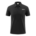 Men's Classic Letter Print Polo Shirt Breathable Lapel Short Sleeve Solid Color Business Casual Golf Workwear Top Daily T-Shirt