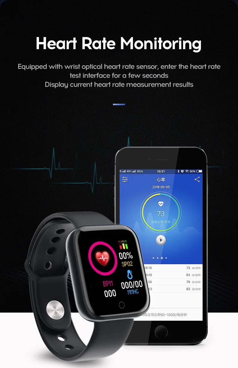 Smart Watch Y68 Men Women Wristwatches D20 Smartwatch Electronic Clock Fitness Monitor Birthday Gift For Xiaomi Huawei Bracelet