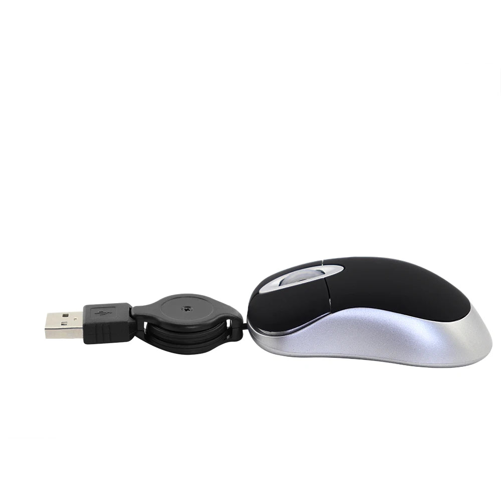 Portable Optical Mini Mouse Retractable USB Cable Ergonomic Office Mause Computer peripheral accessories For PC Laptop