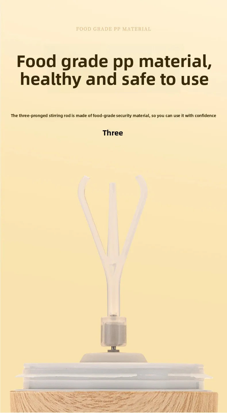 Self-stirring Coffee Cup Portable Electric Self Mixing Mug with Wooden Handle for Coffee Milk Rechargeable Automatic Glass Cup
