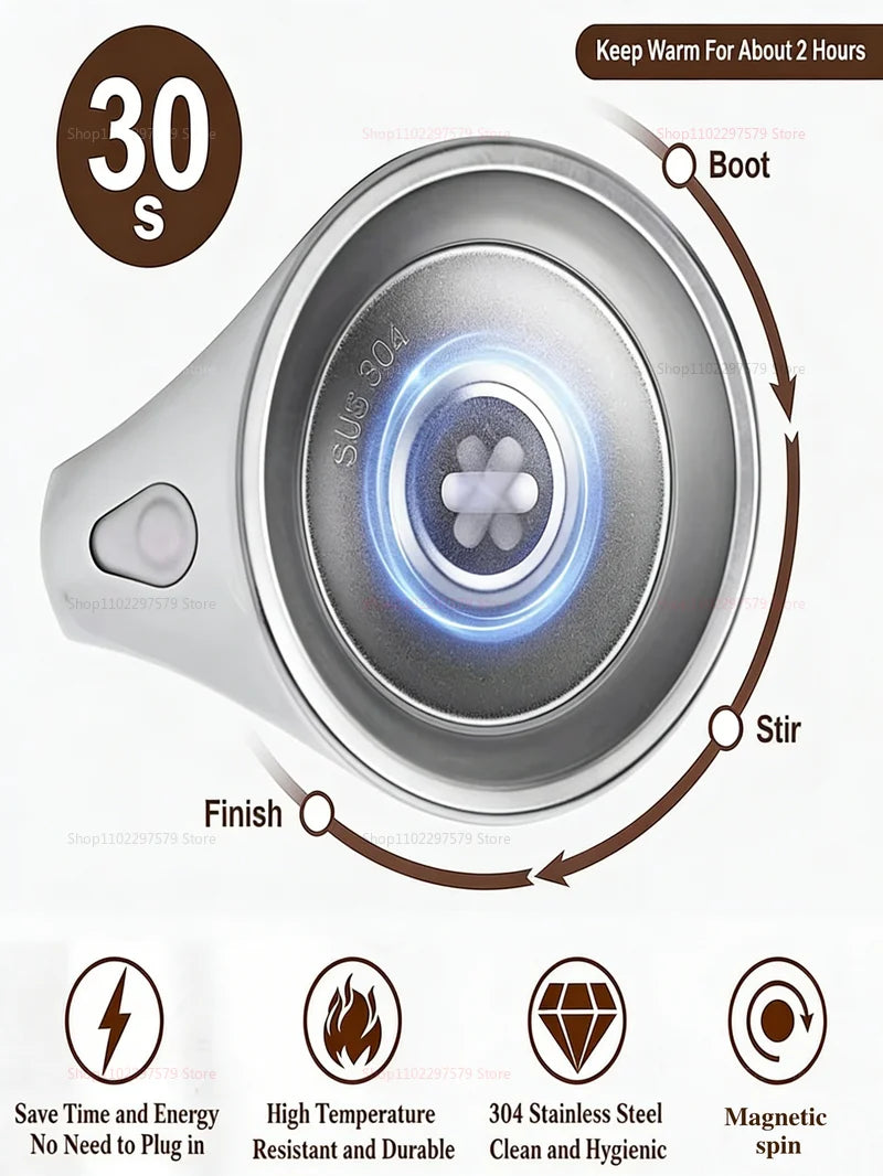 Portable Smart Automatic Magnetic Stirring Cup Rechargeable 304 Stainless Steel  Rotating Mug Cup Drinking Tools Coffee Cup