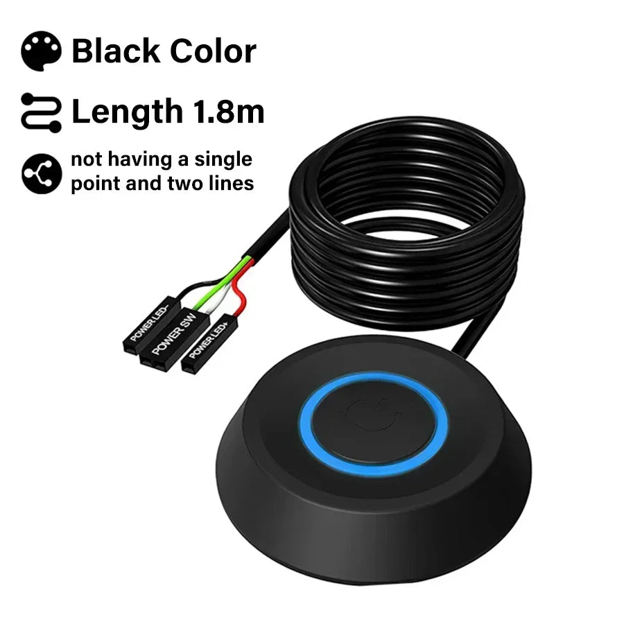 1.8M Computer Desktop Key Switch Desktop Host External Start Power On/Off Button Extension Cable Startup Switch For Home Office