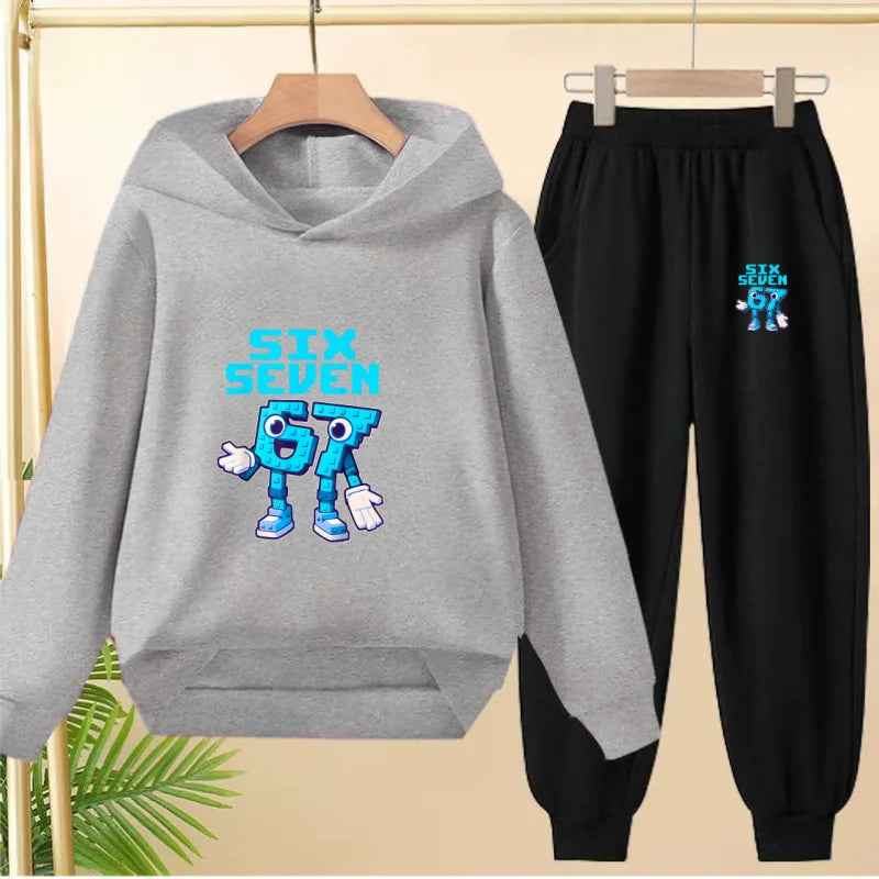 Children Coat 2 Piece 3-12 Age Boy Girl 67  Comfort Leisure Hoodie+Trousers Pullover Hooded Autumn Winter New Style Sportswear