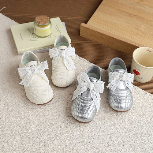 26-30 Size New Summer Kids Leather Shoes Korean Cute Lace Children Soft Soled Shoes Solid Color Thin Girls Nude Shoes
