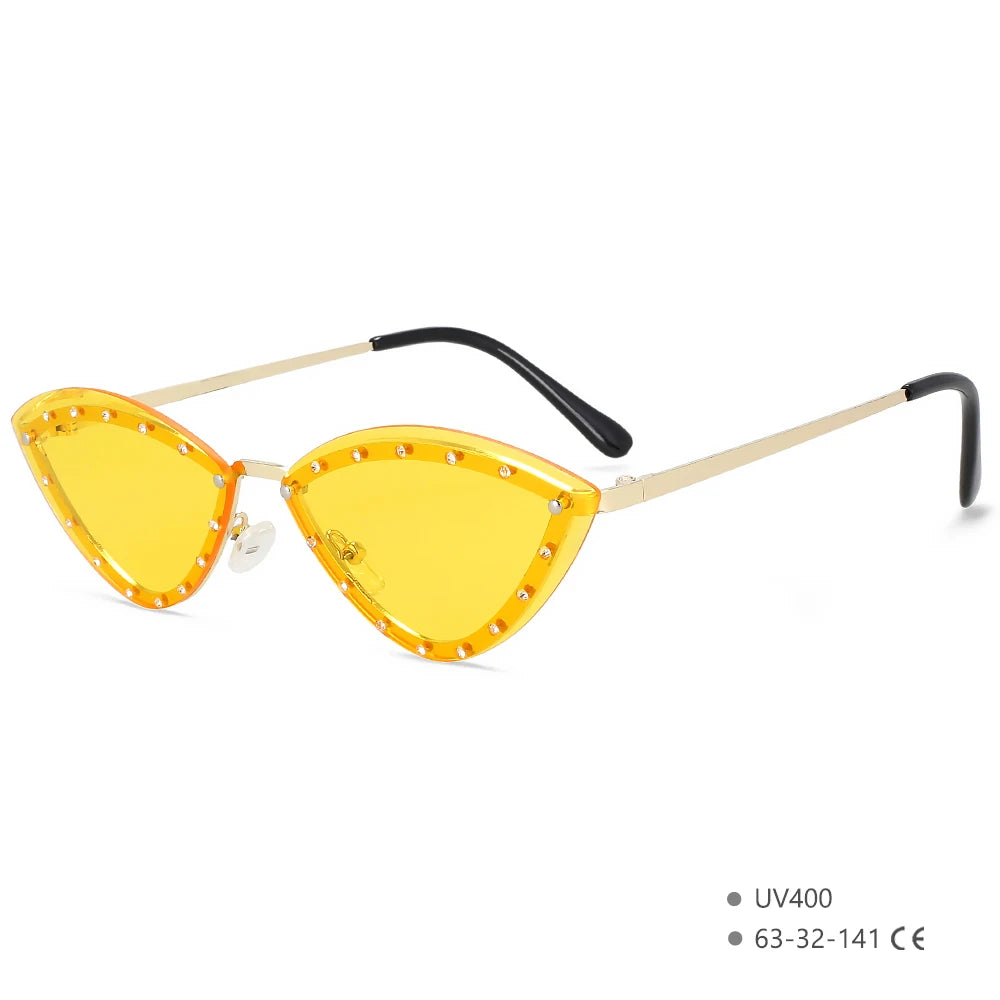 55554 Luxury Rimless Sunglasses Women Diamond  Triangular Sun Glasses Brand Designer Shades Uv400 Fashion Eyewear