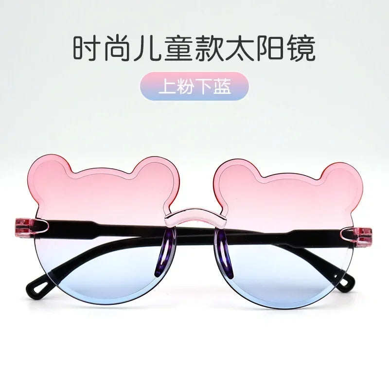 Kids Sun Sunglasses Bear Shape Cartoon Children Glasses Rimless UV400 Child Eyeglasses Outdoor Anti-Glare Girls Boys Sunglasses