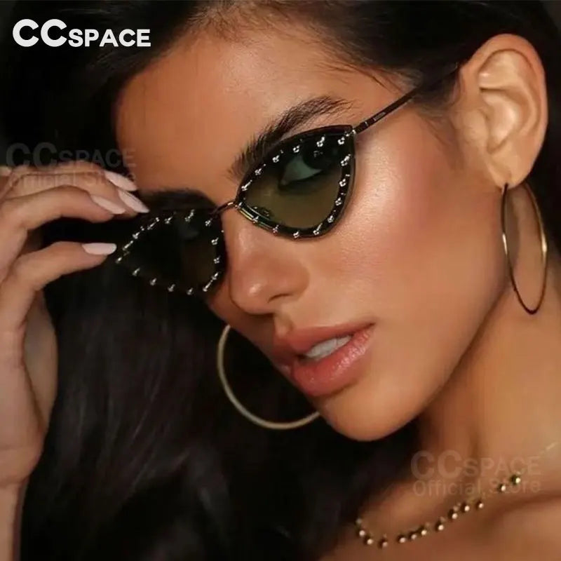 55554 Luxury Rimless Sunglasses Women Diamond  Triangular Sun Glasses Brand Designer Shades Uv400 Fashion Eyewear