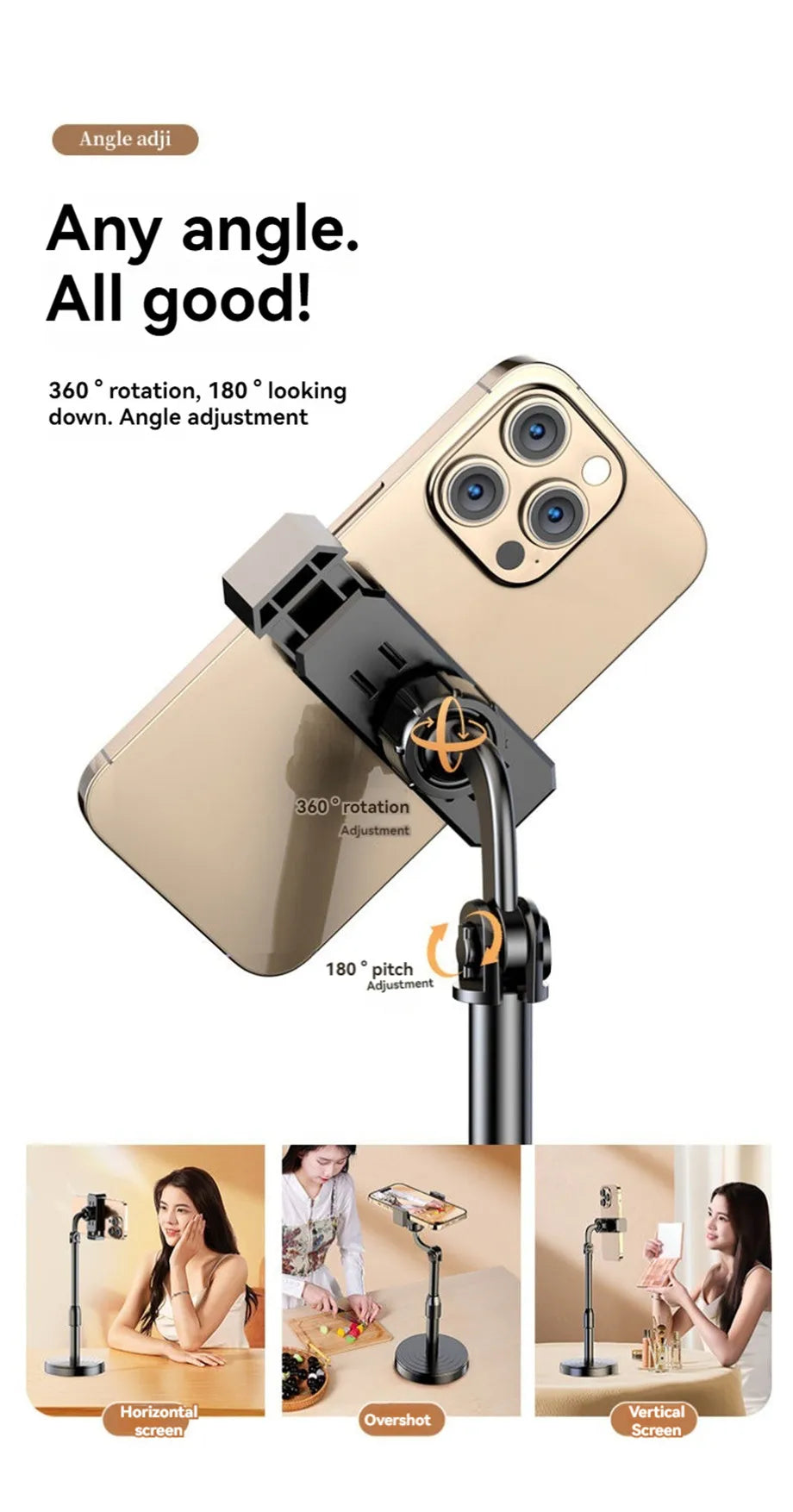 Multifunctional Mobile Phone Bracket Adjustable Height Live Broadcast Holder Telescopic Portable Phone Stand For iPhone Xiaomi
