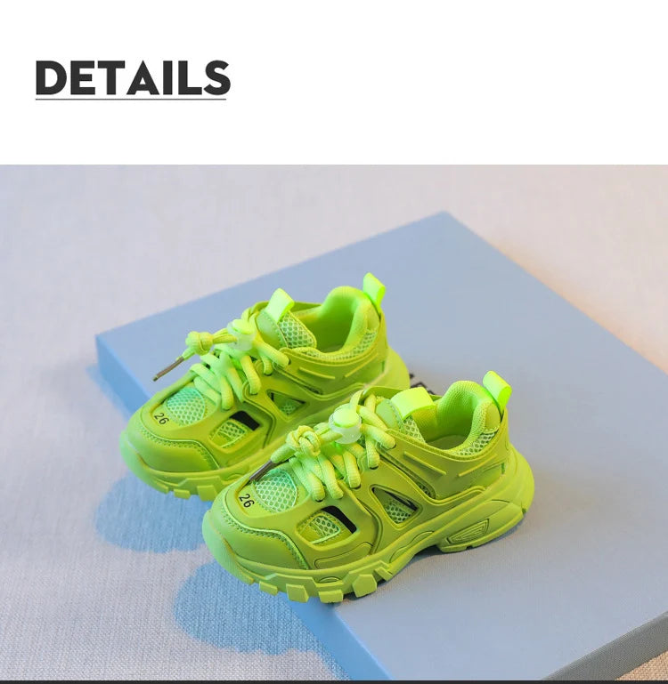 Spring Children New Sports Shoes Boys Girls Fashion Clunky Sneakers Baby Cute Candy Color Casual Shoes Kids Running Shoes